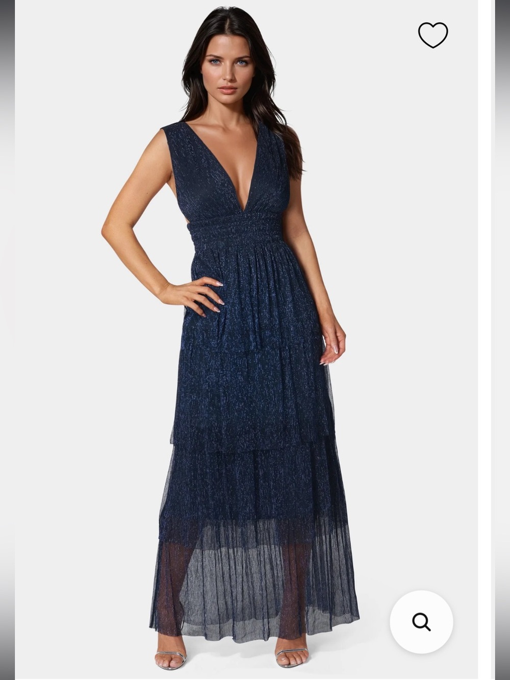 Bebe Navy Lurex Tiered Plunge Neck Midi Dress NWT XL Shimmer Party Wedding Guest